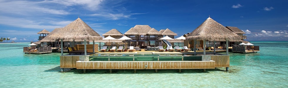 Maldives resort with slide